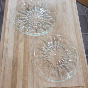 Two Vintage Clear Pressed Glass 10" Serving Plates
